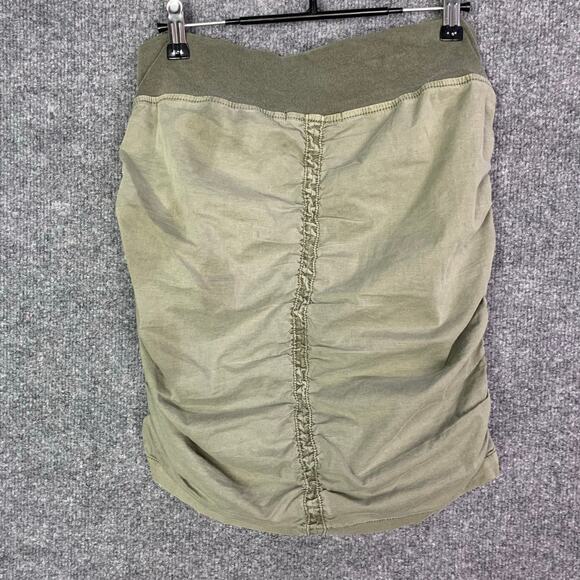 NEW XCVI The Trace Skirt XS Olive Green Straight Ruched Pull On Stretch Casual - Picture 2 of 8